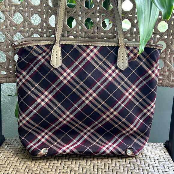 *low start* Burberry blue label canvas check multicolor tote bag - Picture 1 of 17